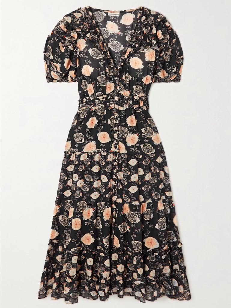 Ulla Johnson Black Floral Irvette Dress